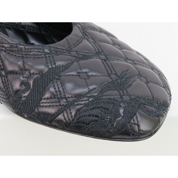BURBERRY BABY BLACK QUILTED LEATHER LOGO KITTEN HEEL PUMPS EU 36.5 US 6.5 $1K - Picture 7 of 15